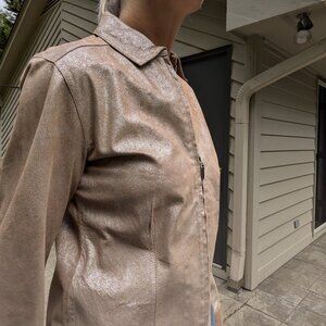 Womens Chicos gold tone (with shimmer) leather jacket - beautiful! medium